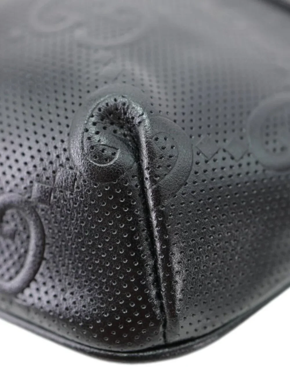 Gucci  Tennis GG Calfskin Embossed Leather Belt Bag Black 658582